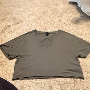 wild fable Olive V-Neck Cropped Top